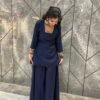 Navy Blue Roman Silk Sharara Set for Women and girls