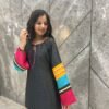 Versatile Gota Glamour Straight Pakistani Silk Kurta With Plazzo And Net Dupatta 3pc Set For Women & Girls